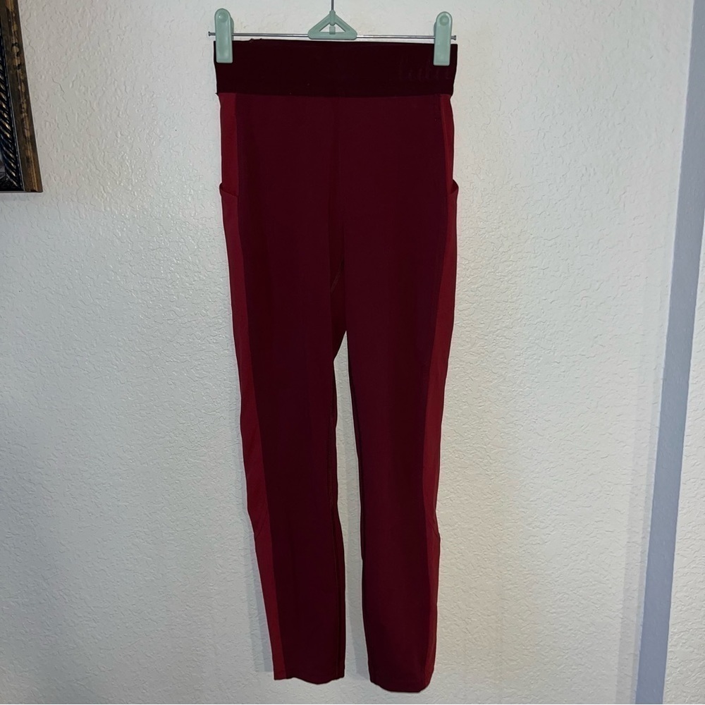 Lululemon Red Leggings With Top "Lululemon" Band Size 4